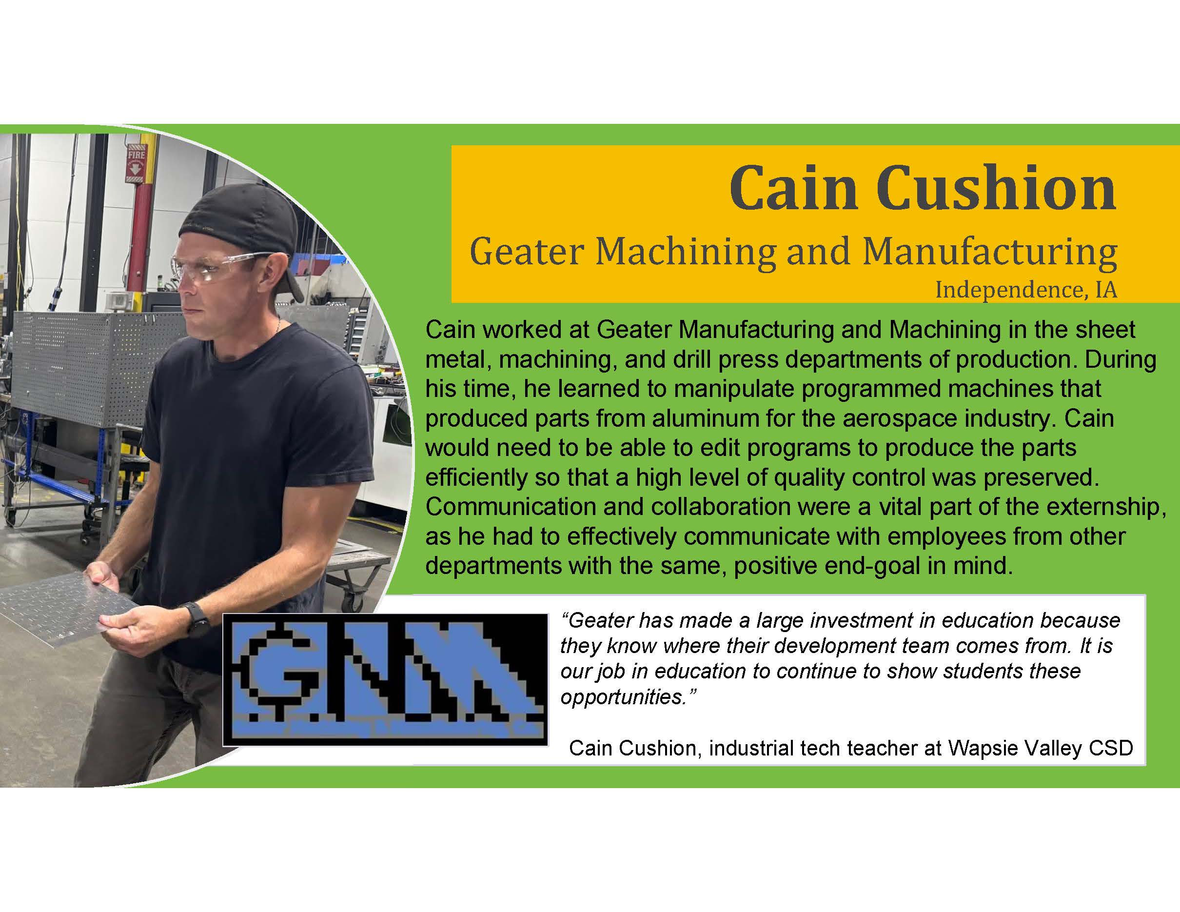 Cain Cushion Teacher Externship